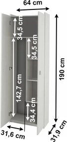 Kombinált szekrény, DTD laminált, fehér, NATALI TIP 6