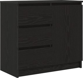 vidaXL fekete tölgy szerelt fa tálalószekrény fiókos 71x35x65 cm