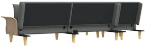 vidaXL sötétszürke L-alakú bársony kanapéágy 279x140x70 cm