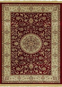 133x190 cm Krémszínű Bordó Szőnyeg Klasszikus Mintás