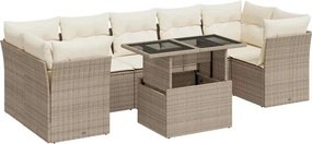 vidaXL 8 részes bézs polyrattan kerti ülőgarnitúra párnával