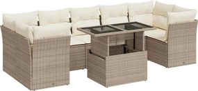 vidaXL 8 részes bézs polyrattan kerti ülőgarnitúra párnával