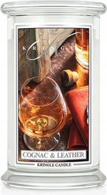 Cognac & Leather Kringle Candle nagy gyertya két kanóccal (624g)