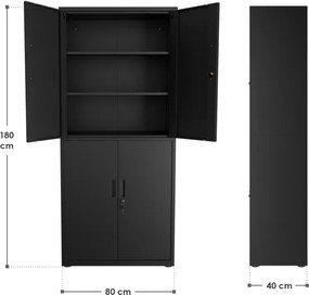 Juskys Fém irodai szekrény - fekete