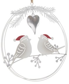 Karácsonyi függő fém dekoráció Madarak, 14,5 x 16x 1 cm