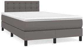 szürke műbőr rugós és LED-es ágy matraccal 120x190 cm