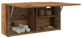 antik fa színű szerelt fa fali fürdőszobaszekrény 80x25x40 cm