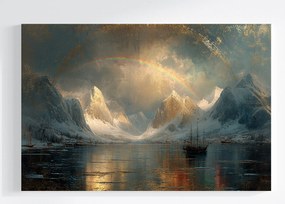 Vászonkép Canvas Tájkép Északi-sarkvidék Hegyek Gleccser Tenger Hajó 120x80