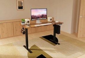 Elektromosan állítható magasságú íróasztal - 140x60cm rusztikus barna ülő-/állómunkához - LVN System Lite LV1714