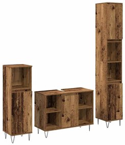 Fürdőszoba Bútor Szett 3 pcs Öreg fa 30 x 30 x 180 cm Faanyag