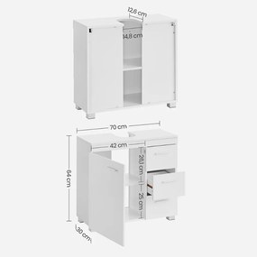 IVY mosdó alatti szekrény, 30x70x64 cm, fehér Vasagle
