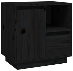 2 db fekete tömör fenyőfa éjjeliszekrény 50 x 34 x 50 cm