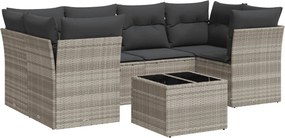 vidaXL 7 részes világosszürke polyrattan kerti ülőgarnitúra párnákkal