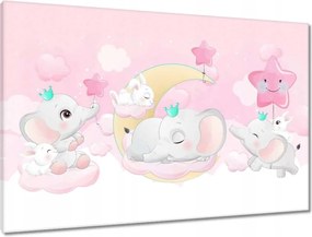 Vászonkép 90x60 Elefánt- és nyúlcsalád