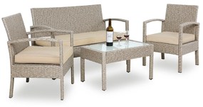 Casaria® Rattan készlet Jamaica - krém