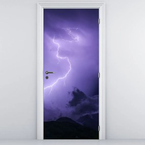 Fotótapéta ajtóra - Lila ég és villámlás (95x205cm)