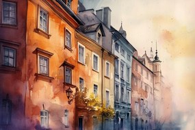 Vászonkép Canvas Akvarell Színes Bérházak Óváros 120x80