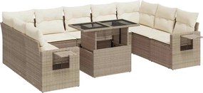 vidaXL 10 részes bézs polyrattan kerti ülőgarnitúra párnával