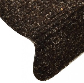 15 db sötétbarna tűlyukasztott öntapadó lépcsőszőnyeg 56x17x3cm