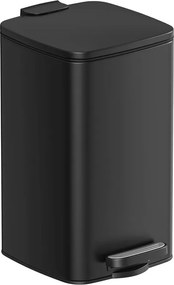 Fürdőszobai szemetes tetővel, 8L, kis helyekre, Soft Close, acél, fekete