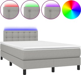 vidaXL világosszürke szövet rugós és LED-es ágy matraccal 120x190 cm