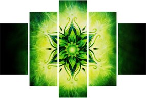 Kép - Virág mandala zöld háttérrel (150x105 cm)