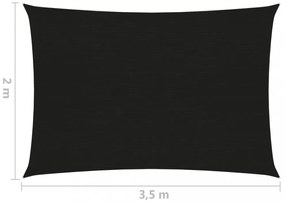 fekete HDPE napvitorla 160 g/m² 2 x 3,5 m