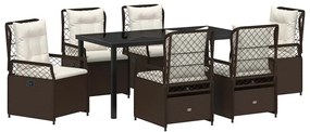 vidaXL Kert étkező szett 7 pcs Barna polirattan