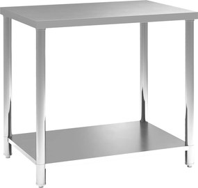 HOMCOM Rozsdamentes Acél Munkaasztal Előkészítő Asztal Konyhai Asztal 2 Polccal, Konyhai Munkaasztal, Garázs, Kert, 90 x 60 x 86 cm, Ezüst | Aosom