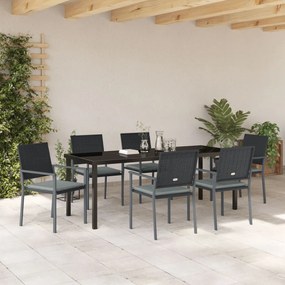 4-es szett Fekete PE rattan, porszórt acél 54x62.5x89 cm