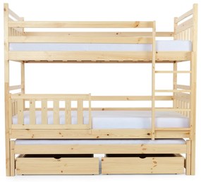 Wilsondo PETRA 5 emeletes ágy pótággyal - natúr borovi Méret: 200x90