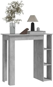 Betonszürke szerelt fa bárasztal polccal 102 x 50 x 103,5 cm