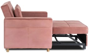 Ágyazható Fotel Rózsaszín Bársony Kárpittal. SOLOR