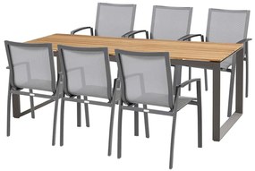 Heritage teak Torino étkezőgarnitúra antracit 1+6