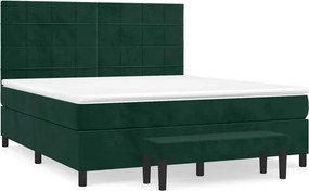 vidaXL sötétzöld bársony rugós ágy matraccal 180x200 cm