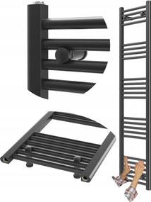 Fürdőszobai Radiátor Fekete Létra 40x160 cm Radiátor Szerelés 180° Breno