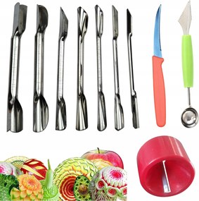 Zöldség Lyukasztó Készlet Hosszú 7db-os Kanál Hegyező Kés Forma #46