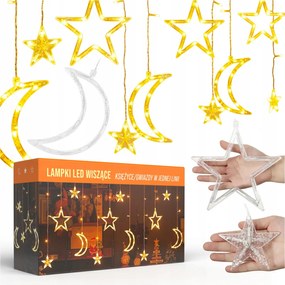 Led Fényfüggöny Csillagok Meleg Fehér Karácsonyfa Fényfüzér Ablakra