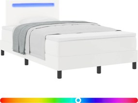 vidaXL Boxrugós ágy matracmal fejtámlával Fehér 120 x 200 cm Műbőr