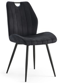 MAZZONI EXPORT ARNO Fekete (Bluvel 19 szövet) - MODERN KÁRPITOZOTT ÉTKEZŐSZÉK NAPPALIBA/ÉTKEZŐBE VELVET FOGANTYÚVAL