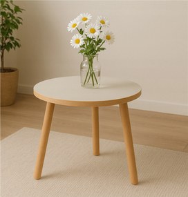 Dohányzóasztal fehér kerek 50 cm, magasság 47 cm hálószoba nappali asztal