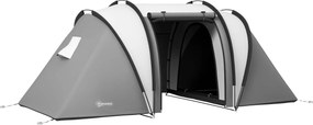 Outsunny 4-5 Fős Kempingtábori Sátor, Enyhén Vízhatlan Családi Sátor 2 Szobával, Oldalsó Ajtóval, Ablakkal, 3000 mm-es Vízállósággal, Alagútsátor, Kup