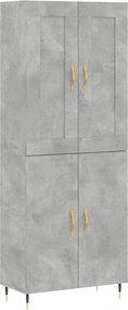 vidaXL betonszürke szerelt fa magasszekrény 69,5 x 34 x 180 cm