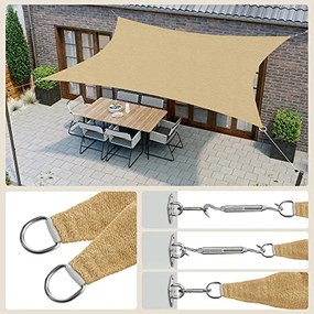 Napvitorla 3x5 m, homok sárga