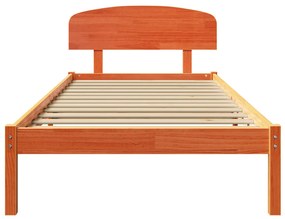 Ágykeret Fejtámlával Gyantázott Barna 100x200 cm Tömör fa Fenyő