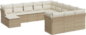 vidaXL 12 részes bézs polyrattan kerti ülőgarnitúra párnákkal