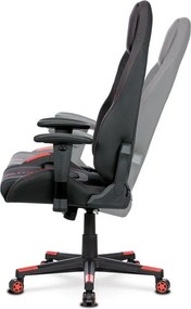 Herní křeslo, houpací mechanismus, černá látka, KA-F07 RED