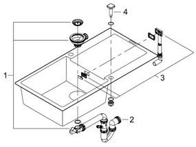 GROHE 31645AP0 - K500 mosogató 1000 × 500 mm kő/fekete