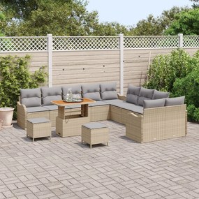 13 Részes Kertibútor Szett Párnákkal Bézs Poli Rattan Akácia, 2-Fős Kertibútor Párnákkal Bézs Poli Rattan, 3 Részes Kert Étkező Szett Párnákkal Bézs Poli Rattan Akácia