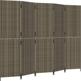 vidaXL szürke 5-paneles polyrattan térelválasztó